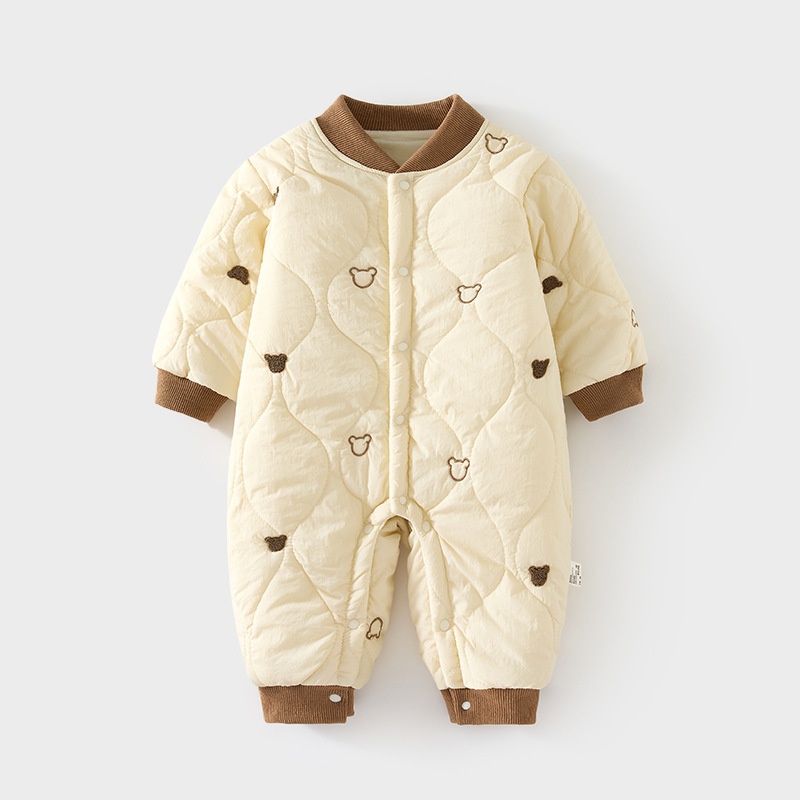 Baby Boy Embroidered Bear Warm Romper