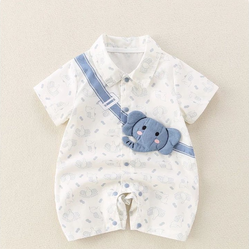 Baby Girl Elephant Print Short Sleeve Romper