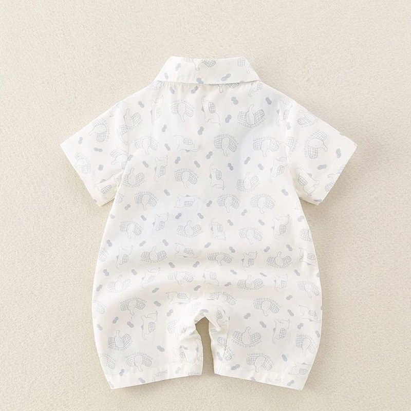 Baby Girl Elephant Print Short Sleeve Romper