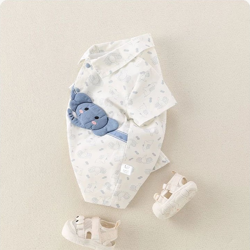 Baby Girl Elephant Print Short Sleeve Romper