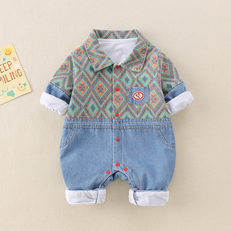 Baby Boy Soft Korean Style Long Sleeve Romper
