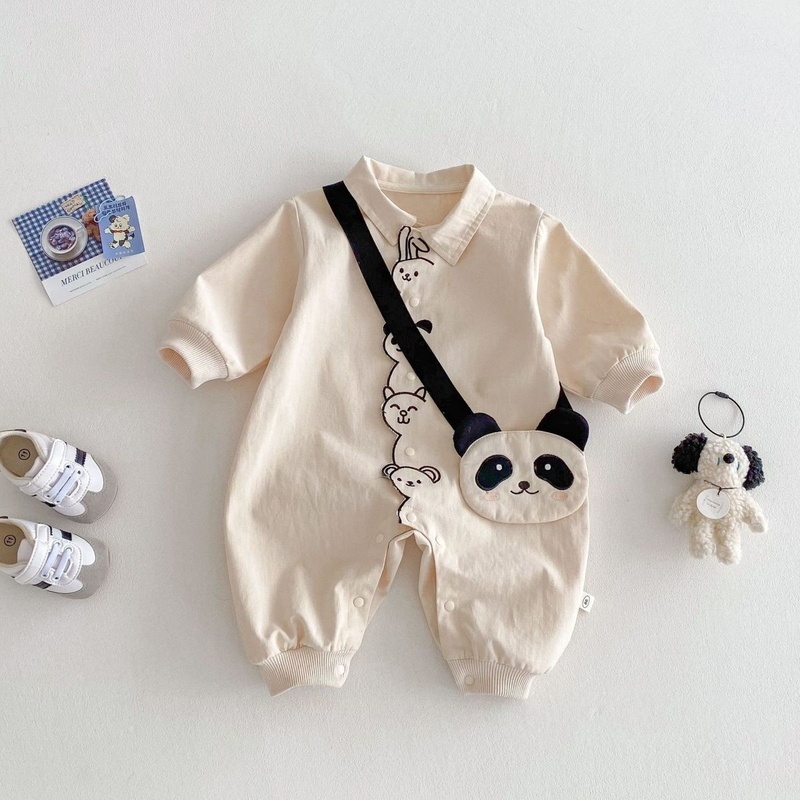 Baby Boy Cute Cartoon Embroidery Long Sleeve Romper