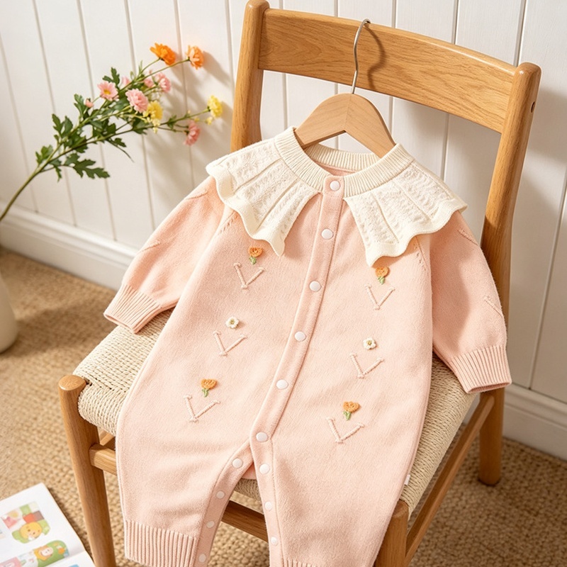 Baby Girl Ruffled Collar Romper