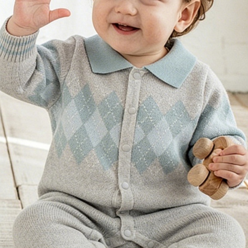 Baby Unisex British Style Tie Romper