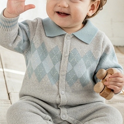 Baby Unisex British Style Tie Romper