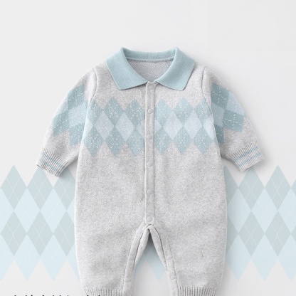 Baby Unisex British Style Tie Romper