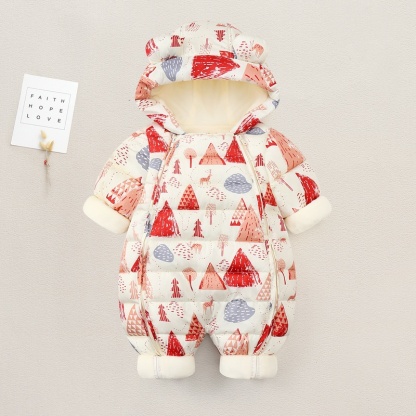 Baby Boy/Girl Multi-patterned Hooded Cotton Padded Romper