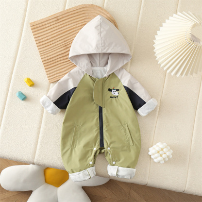 Baby Boy Cute Puppy Punch Long Sleeve Romper