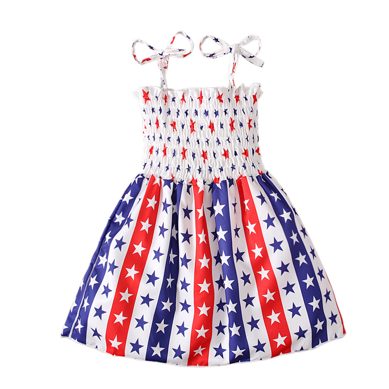 Baby Girl Independence Day Strappy Ensign Print Dress