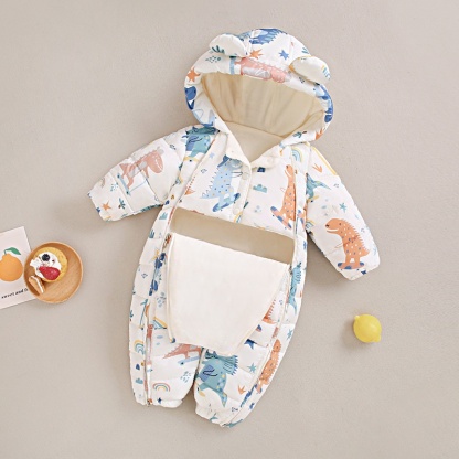 Baby Boy/Girl Multi-patterned Hooded Cotton Padded Romper