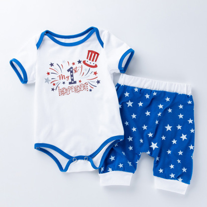 Baby Boys Independence Day Star Print Bodysuit + Pant Two-piece set