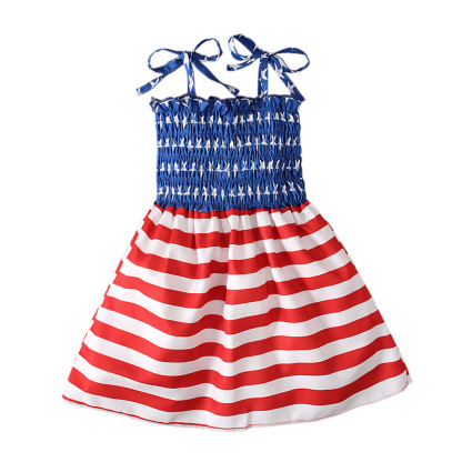 Baby Girl Independence Day Strappy Ensign Print Dress