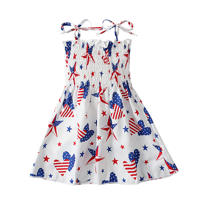 Baby Girl Independence Day Strappy Print Dress