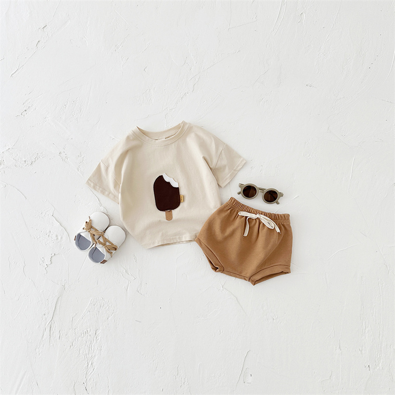 2pcs BabyBoy Ice Cream Cute T-shirt with Pant Set
