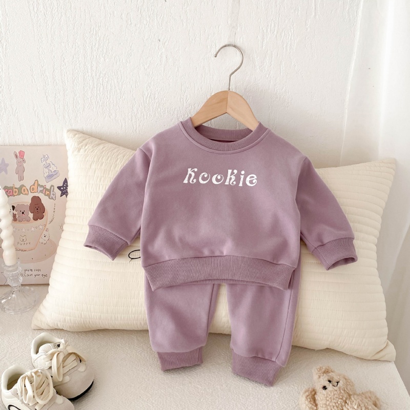 2pcs Baby Girl Alphabet Cuff Print Set