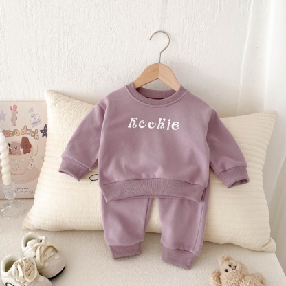 2pcs Baby Girl Alphabet Cuff Print Set