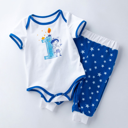 Baby Boys Independence Day Star Print Bodysuit + Pant Two-piece set