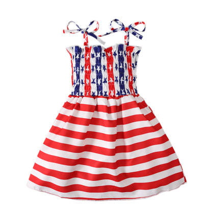 Baby Girl Independence Day Strappy Ensign Print Dress