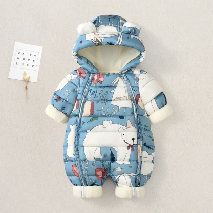 Baby Boy/Girl Multi-patterned Hooded Cotton Padded Romper