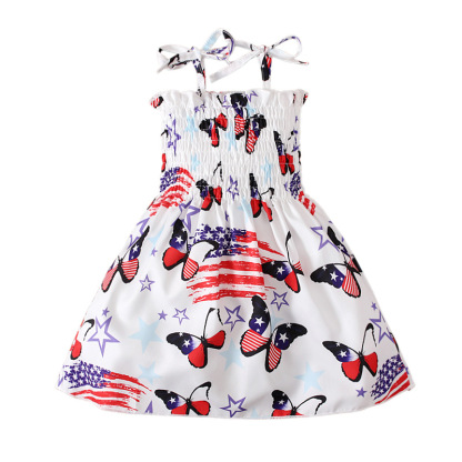 Baby Girl Independence Day Strappy Ensign Print Dress