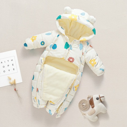 Baby Boy/Girl Multi-patterned Hooded Cotton Padded Romper