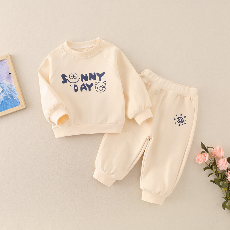 2pcs Baby Cartoon Alphabet Casual Set