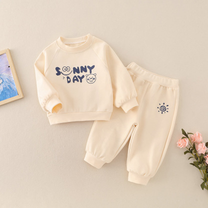 2pcs Baby Cartoon Alphabet Casual Set