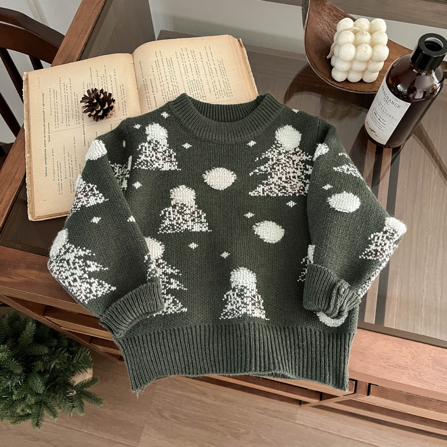 Baby Jacquard Embroidered Little Tree Knit Sweater