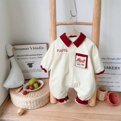 Baby Girl Corduroy Collar Long Sleeve Romper