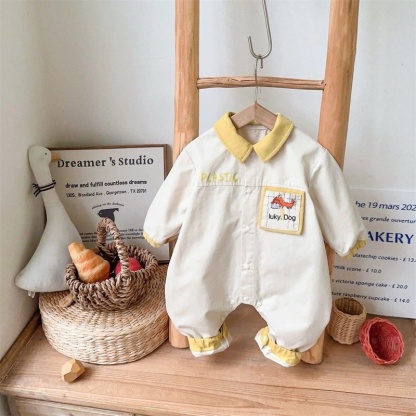 Baby Girl Corduroy Collar Long Sleeve Romper