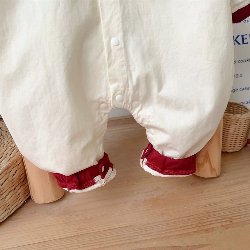 Baby Girl Corduroy Collar Long Sleeve Romper