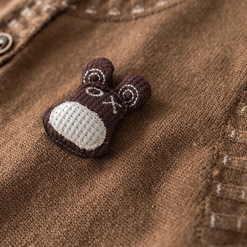Baby Boy Bear Head Cardigan Three-Piece Set
