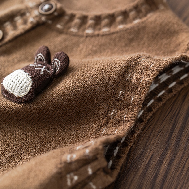 Baby Boy Bear Head Cardigan Three-Piece Set