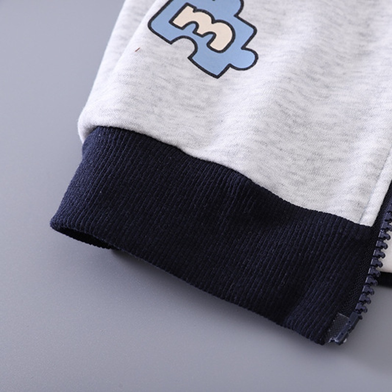 Baby Boy Color Block Bear Three-Piece Set