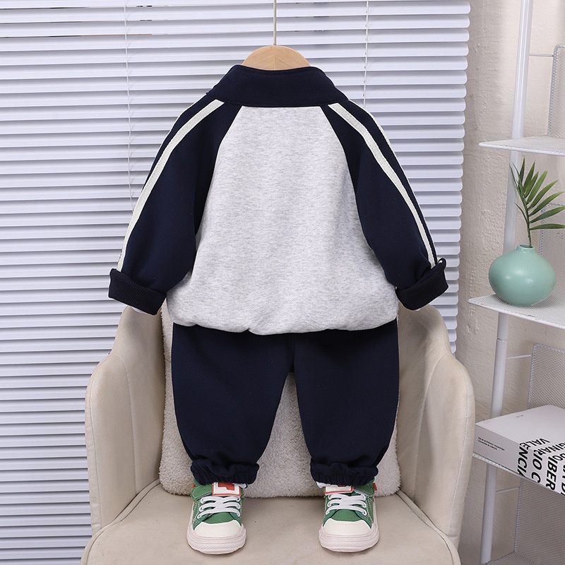 Baby Boy Color Block Bear Three-Piece Set