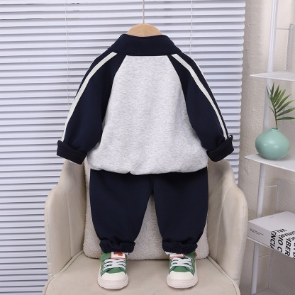 Baby Boy Color Block Bear Three-Piece Set