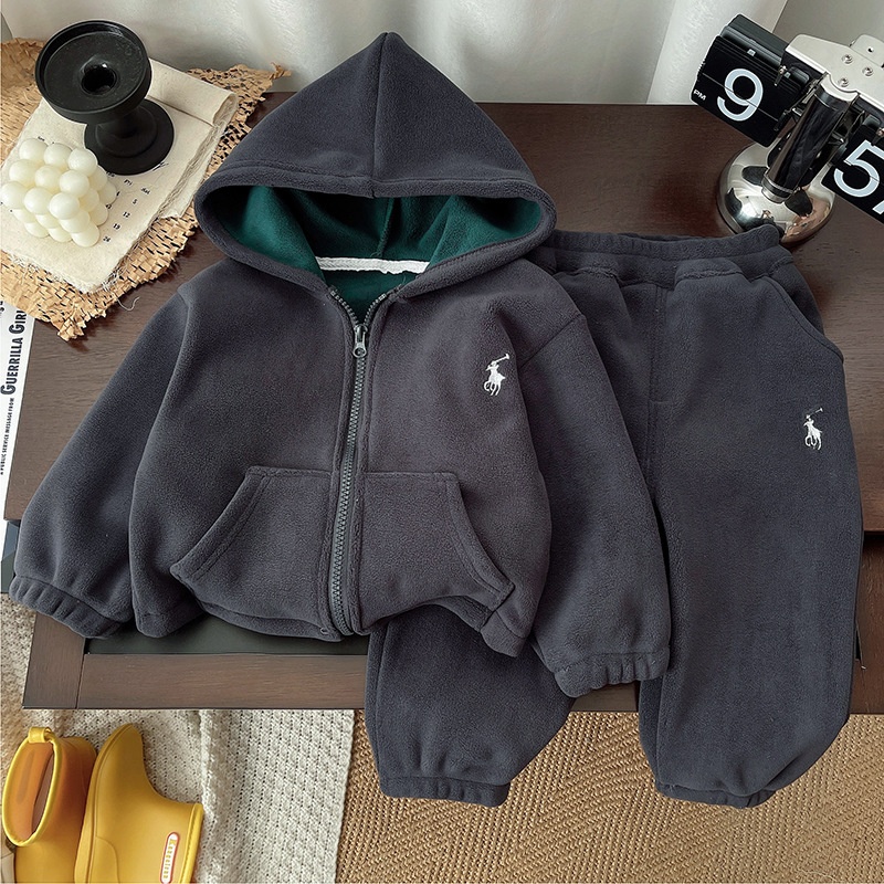 Double Sided Plush Hooded Kids Set