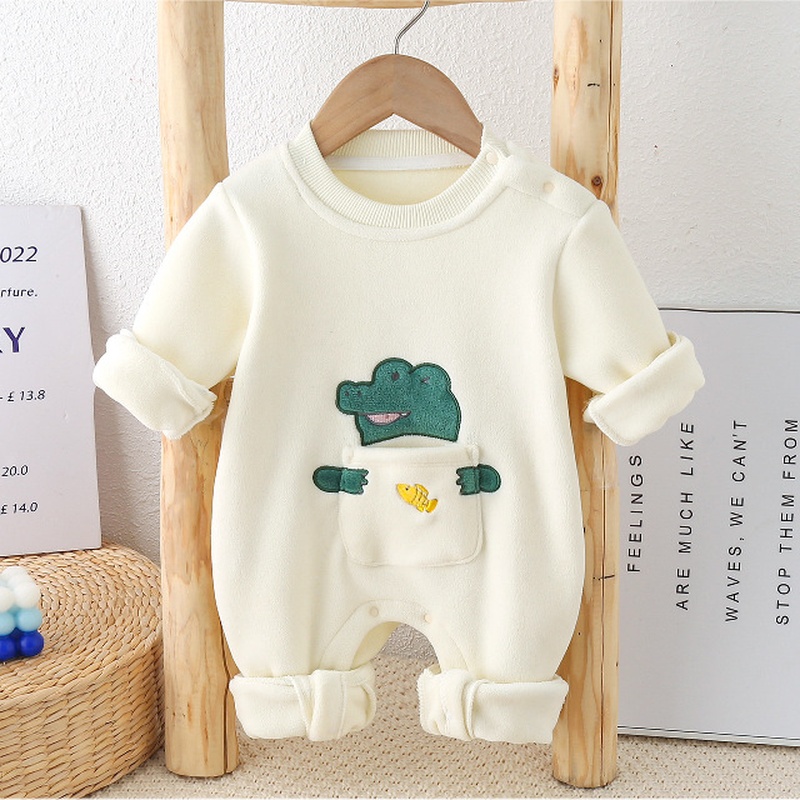 Baby Unisex Fleece Korean Style Long Sleeve Romper