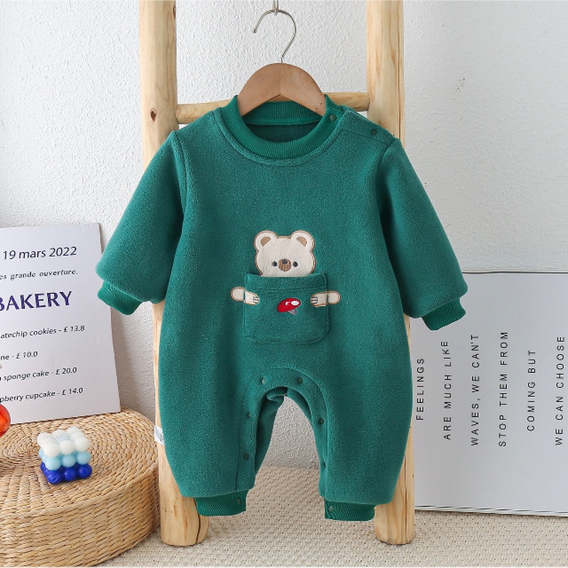 Baby Unisex Fleece Korean Style Long Sleeve Romper