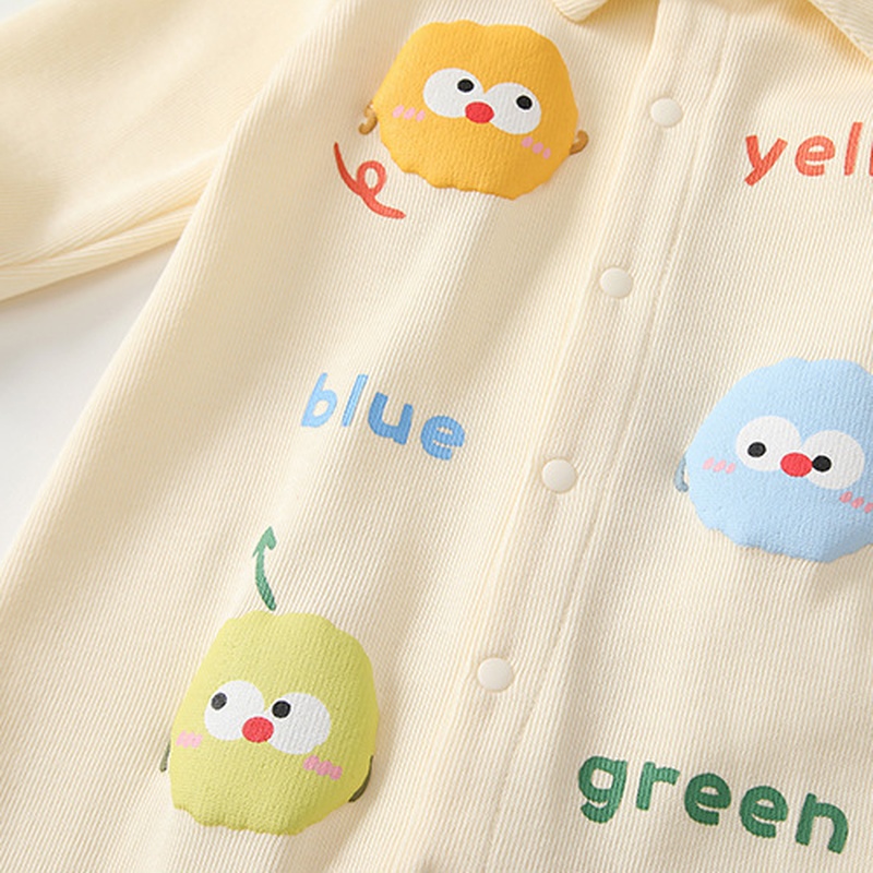 Baby Boy Cartoon Print Collar Long Sleeve Romper