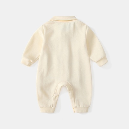 Baby Boy Cartoon Print Collar Long Sleeve Romper