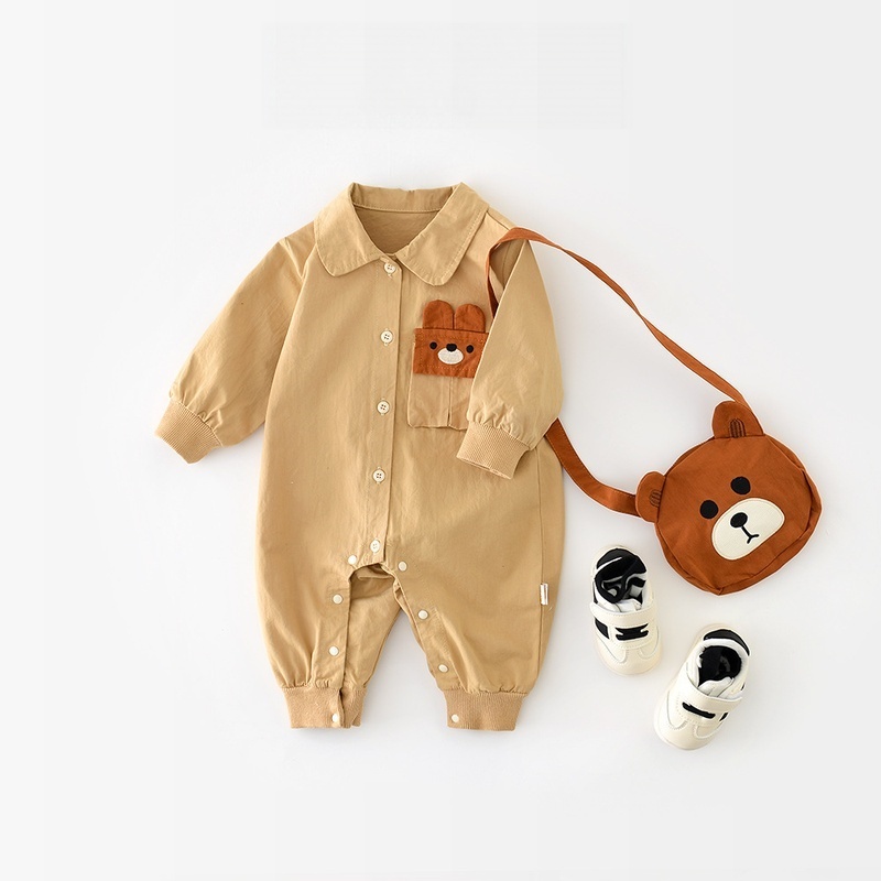 Baby Khaki Bear Romper