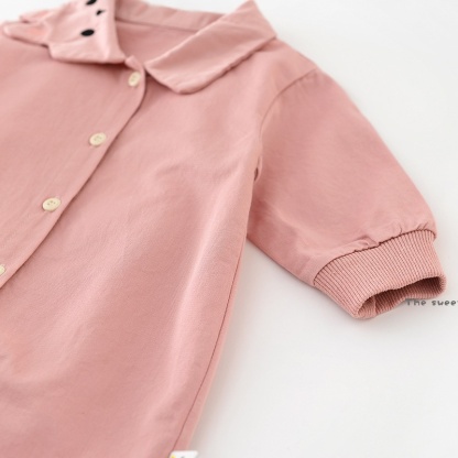 Baby Girl Pink Rabbit Collar Romper