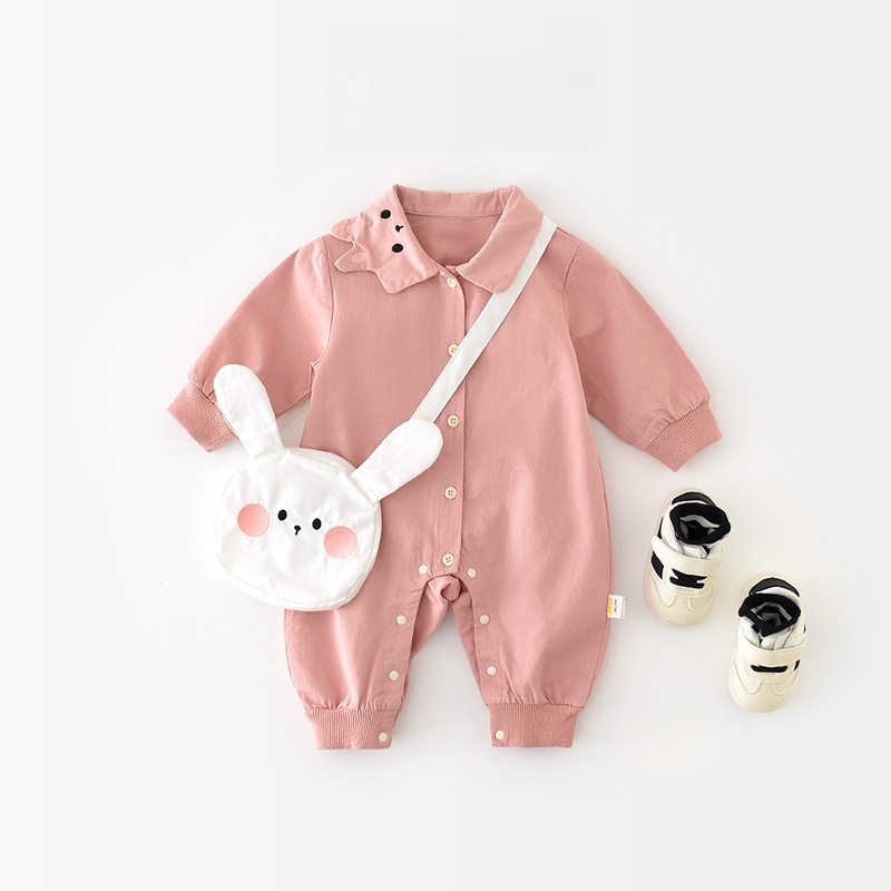 Baby Girl Pink Rabbit Collar Romper