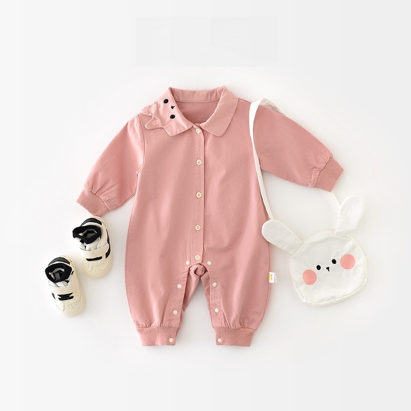 Baby Girl Pink Rabbit Collar Romper