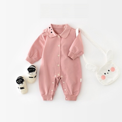 Baby Girl Pink Rabbit Collar Romper