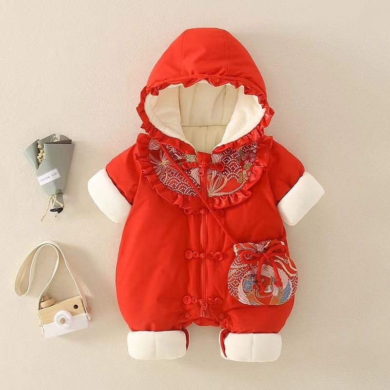 Baby Girl Chinese New Year Padded Long Sleeve Romper