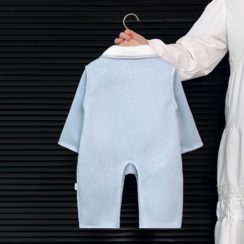 Baby Unisex Happy Puppy Fleece Hoodie Long Sleeve Romper