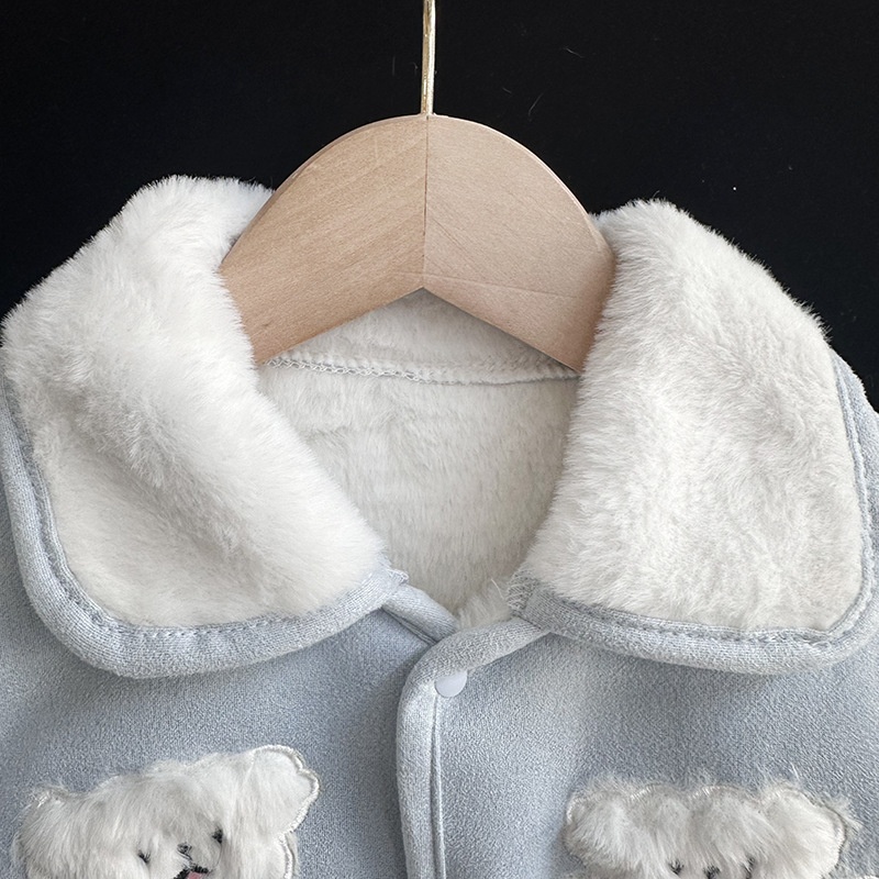 Baby Unisex Happy Puppy Fleece Hoodie Long Sleeve Romper