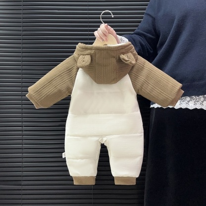 Baby Unisex Hello Bear Padded Hoodie Long Sleeve Romper